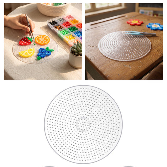 3Pcs 5mm Fuse Beads Boards High Temperature Resistance Large Clear Pegboards Kits Easy To Clean(Round)