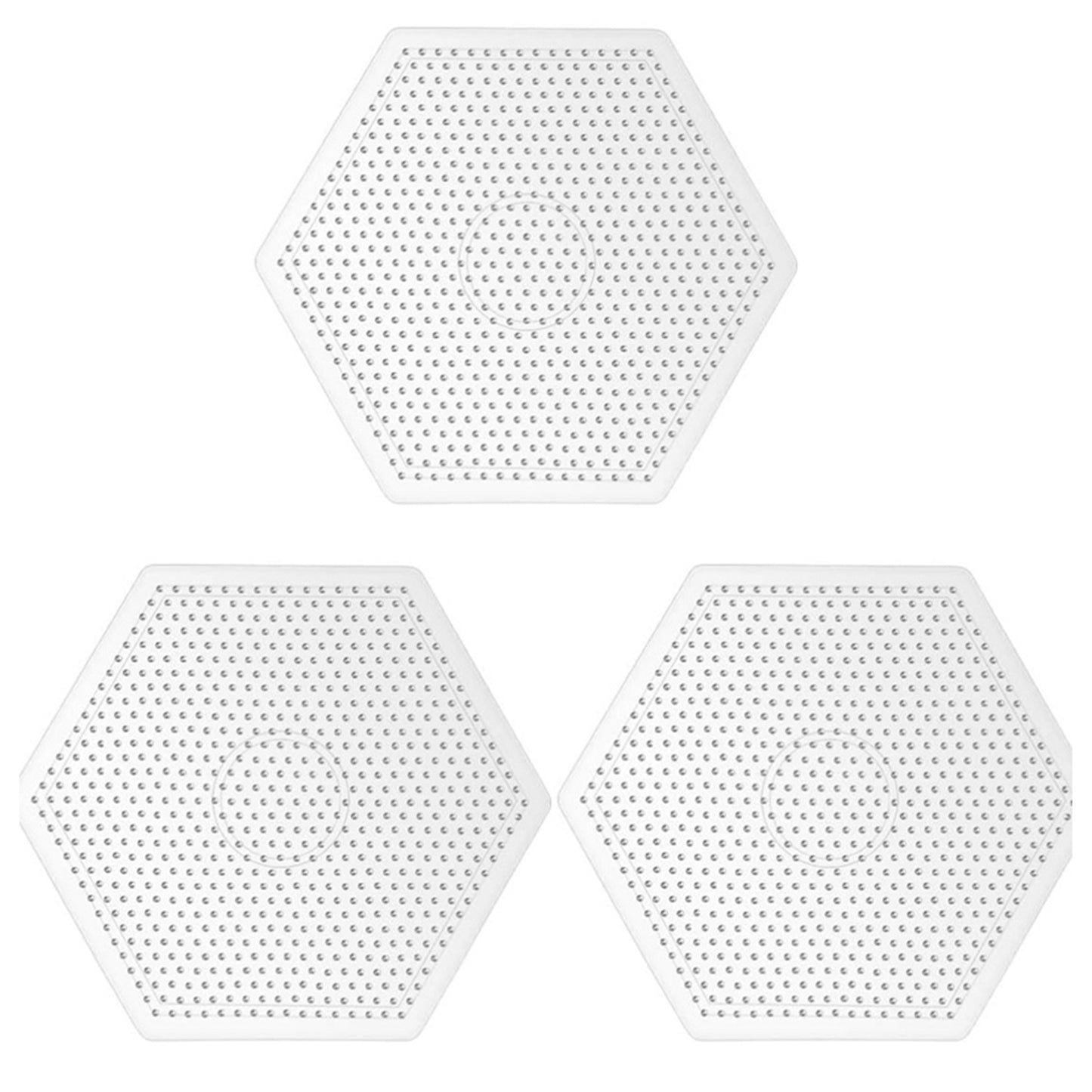 3Pcs 5mm Fuse Beads Boards High Temperature Resistance Large Clear Pegboards Kits Easy To Clean(Hexagon)