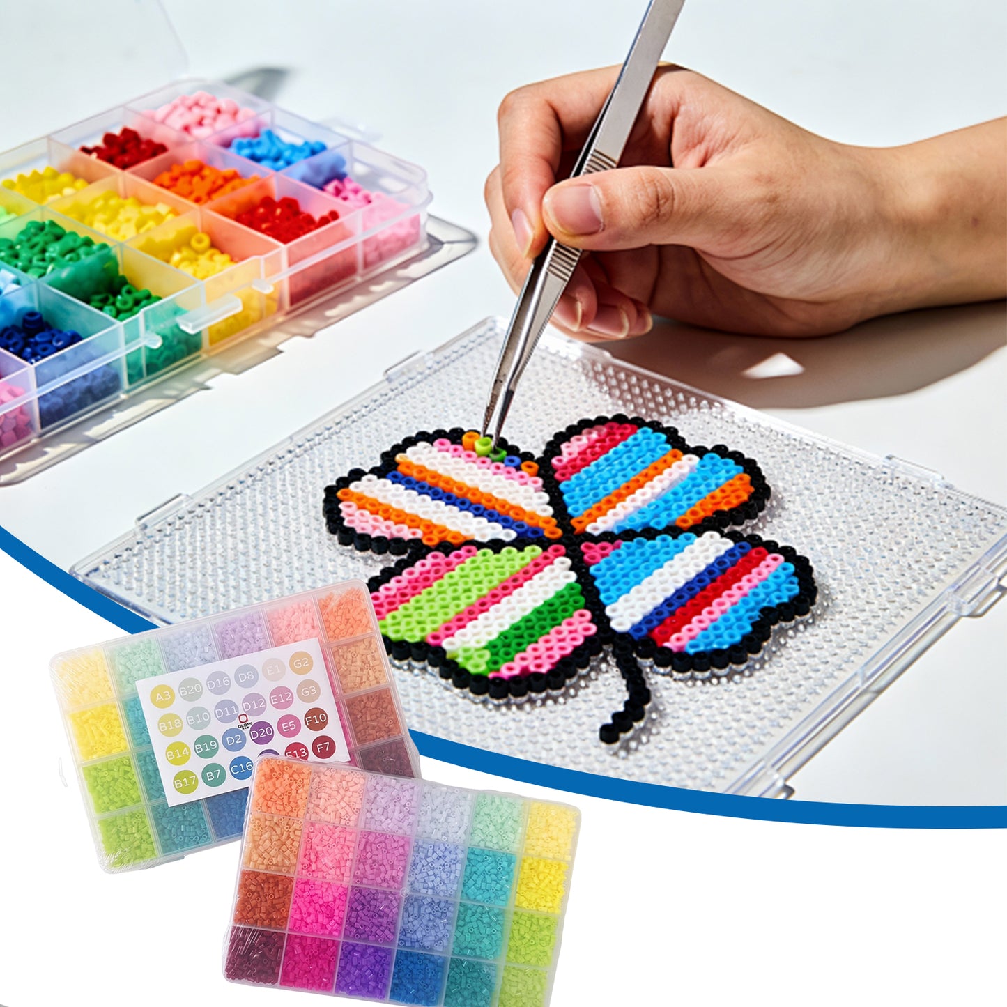 20 Colors 5mm Melty Beads Craft Kit Beginner-Friendly Iron Beads DIY Set with Color Label Pixel Art Beads Kit Ideal(Morandi Soft Tone Fuse Beads Set)