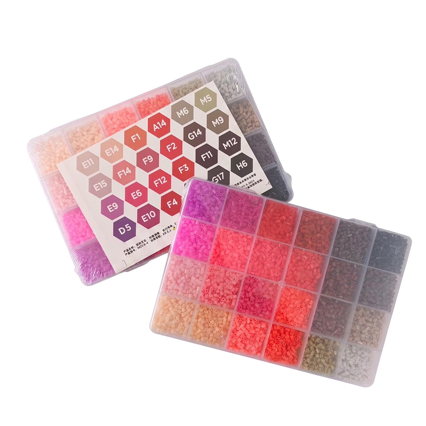 20 Colors 5mm Melty Beads Craft Kit Beginner-Friendly Iron Beads DIY Set with Color Label Pixel Art Beads Kit Ideal(Warm Red Orange Tone Fuse Beads Set)