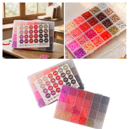 20 Colors 5mm Melty Beads Craft Kit Beginner-Friendly Iron Beads DIY Set with Color Label Pixel Art Beads Kit Ideal(Warm Red Orange Tone Fuse Beads Set)