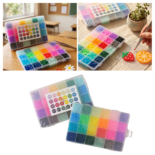 20 Colors 5mm Melty Beads Craft Kit Beginner-Friendly Iron Beads DIY Set with Color Label Pixel Art Beads Kit Ideal(Gradient Rainbow Color Fuse Beads Set)