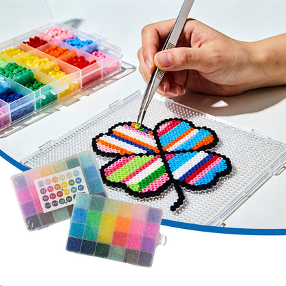 20 Colors 5mm Melty Beads Craft Kit Beginner-Friendly Iron Beads DIY Set with Color Label Pixel Art Beads Kit Ideal(Gradient Rainbow Color Fuse Beads Set)