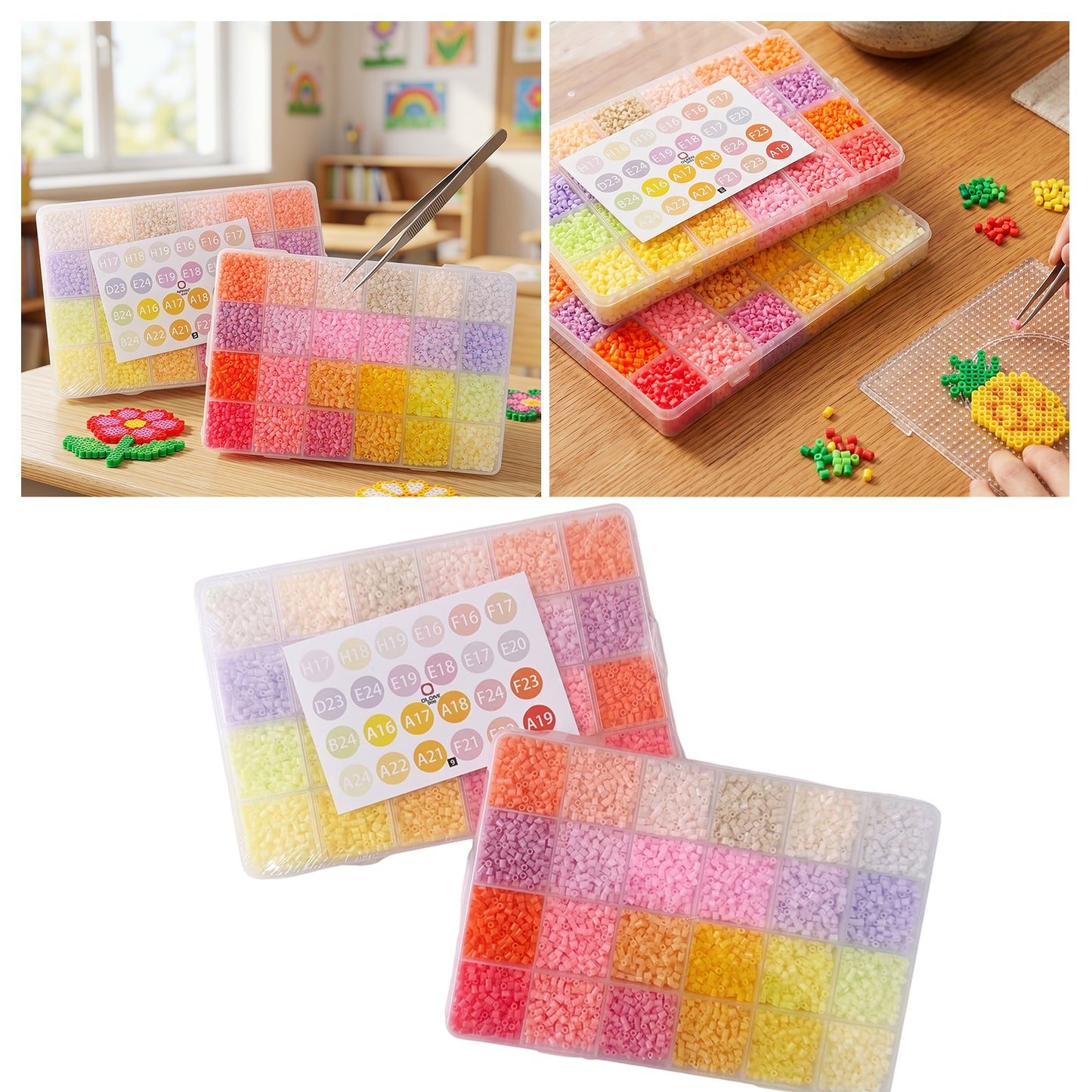 20 Colors 5mm Melty Beads Craft Kit Beginner-Friendly Iron Beads DIY Set with Color Label Pixel Art Beads Kit Ideal(Cream Light Tone Fuse Beads Set)