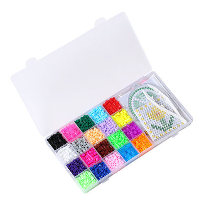 5MM 20 Colors DIY 3D Puzzle Beads Set with Dual Templates and Ironing Paper Pegboard Puzzles Beads Set Contains 2000 Beans