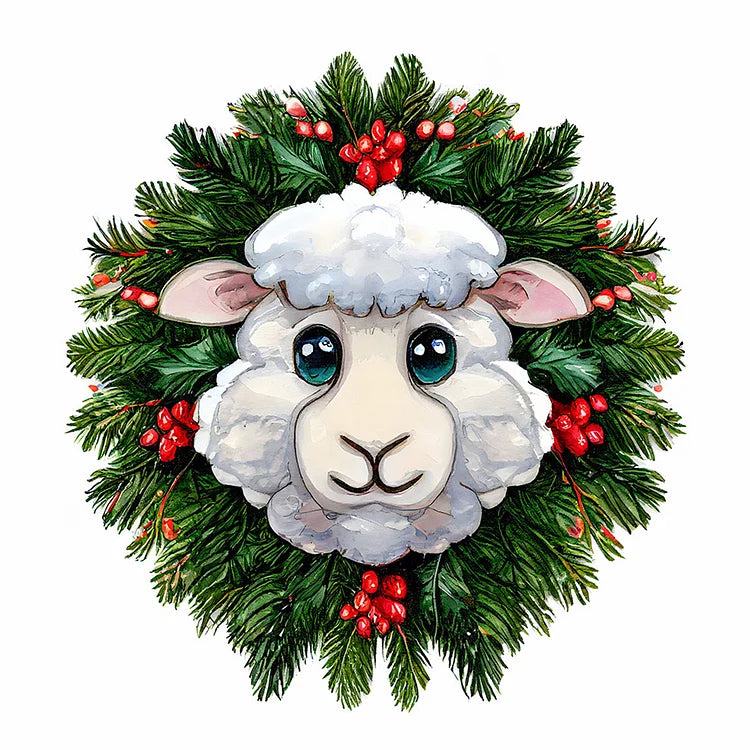 Small Animal Wreath Sheep - Full Round Drill Diamond Painting 30*30CM