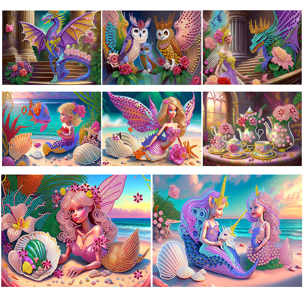 Owl 40*30CM(Canvas) Special Shaped Drill Diamond Painting