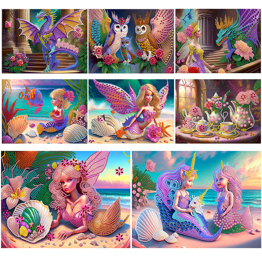 Owl 40*30CM(Canvas) Special Shaped Drill Diamond Painting