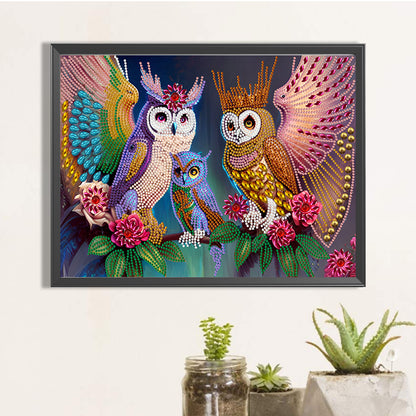 Owl 40*30CM(Canvas) Special Shaped Drill Diamond Painting