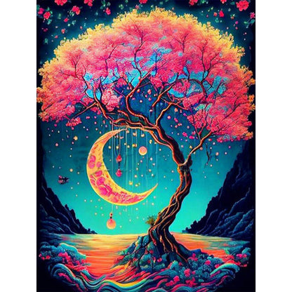 Big Tree In The Starry Sky 30*40CM(Canvas) Full Round Drill Diamond Painting