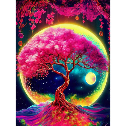 Big Tree In The Starry Sky 30*40CM(Canvas) Full Round Drill Diamond Painting