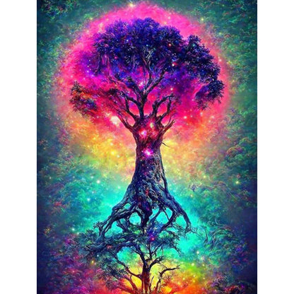 Big Tree In The Starry Sky 30*40CM(Canvas) Full Round Drill Diamond Painting