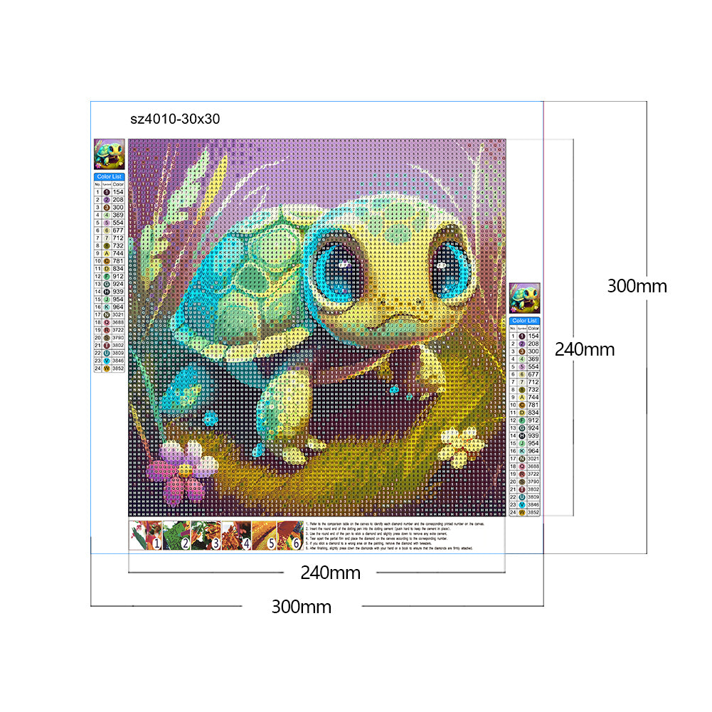 Crawling Turtle - Full Round Drill Diamond Painting 30*30CM