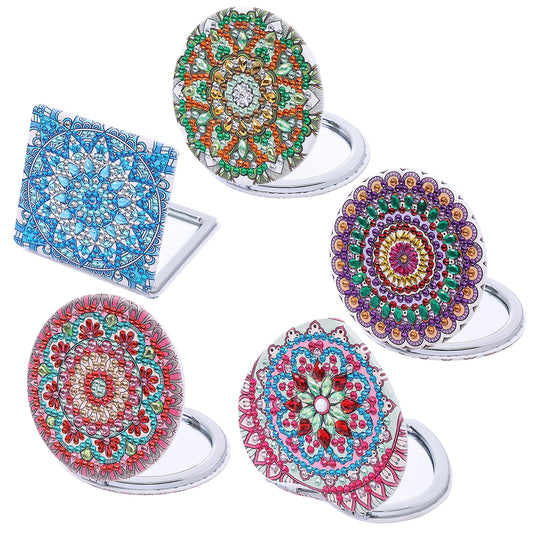 DIY Diamond Art Mosaic Makeup Mirror Art Craft Set Mandala Pattern Pocket Mirror