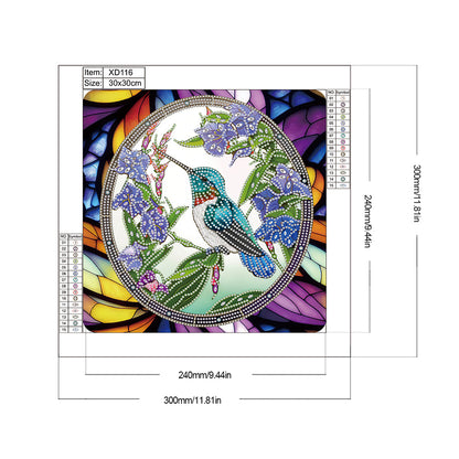 Hummingbird Glass Painting - Special Shaped Drill Diamond Painting 30*30CM