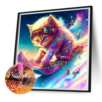 Cat Skiing - Full Round Drill Diamond Painting 30*30CM