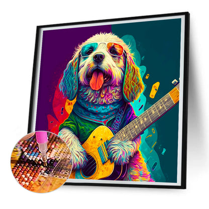 Dog Playing Guitar - Full Round Drill Diamond Painting 30*30CM