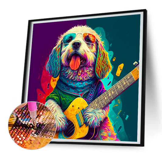 Dog Playing Guitar - Full Round Drill Diamond Painting 30*30CM