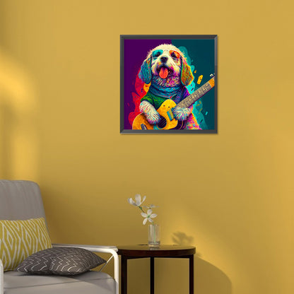Dog Playing Guitar - Full Round Drill Diamond Painting 30*30CM