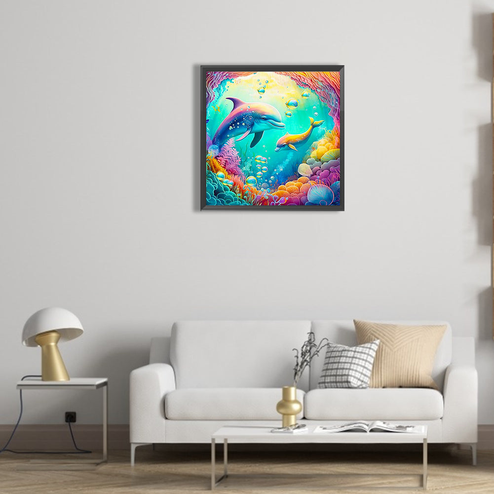 Dolphins - Full Round Drill Diamond Painting 30*30CM