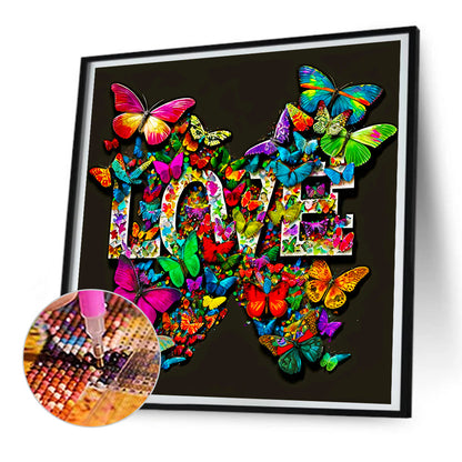 Butterfly Love - Full Round Drill Diamond Painting 30*30CM