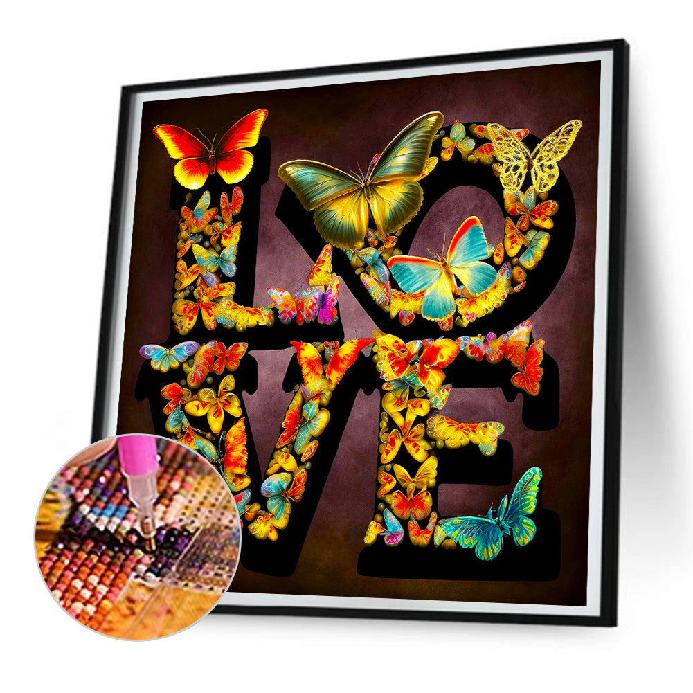 Red Butterfly Love - Full Round Drill Diamond Painting 30*30CM