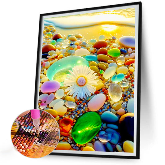 Colored Stones By The Sea - Full Round Drill Diamond Painting 30*40CM
