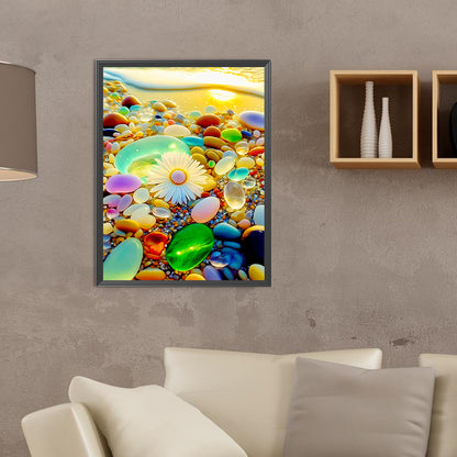 Colored Stones By The Sea - Full Round Drill Diamond Painting 30*40CM