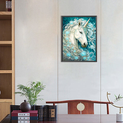 Unicorn And Glass Flower - Full Round Drill Diamond Painting 30*40CM