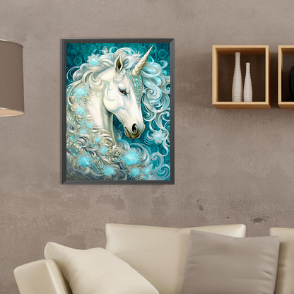 Unicorn And Glass Flower - Full Round Drill Diamond Painting 30*40CM