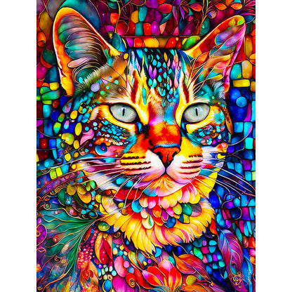 Fluid Glass Cat - Full Round Drill Diamond Painting 30*40CM