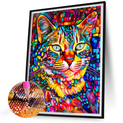 Fluid Glass Cat - Full Round Drill Diamond Painting 30*40CM