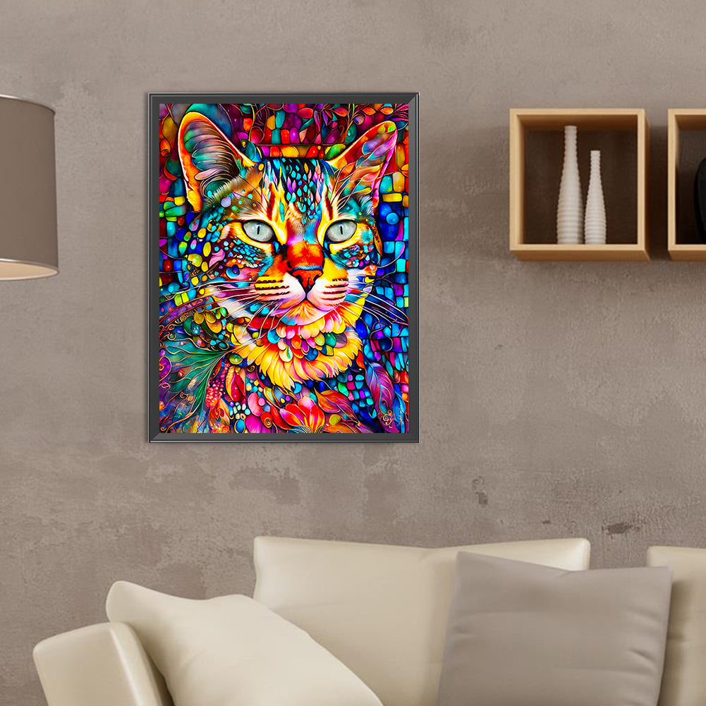 Fluid Glass Cat - Full Round Drill Diamond Painting 30*40CM