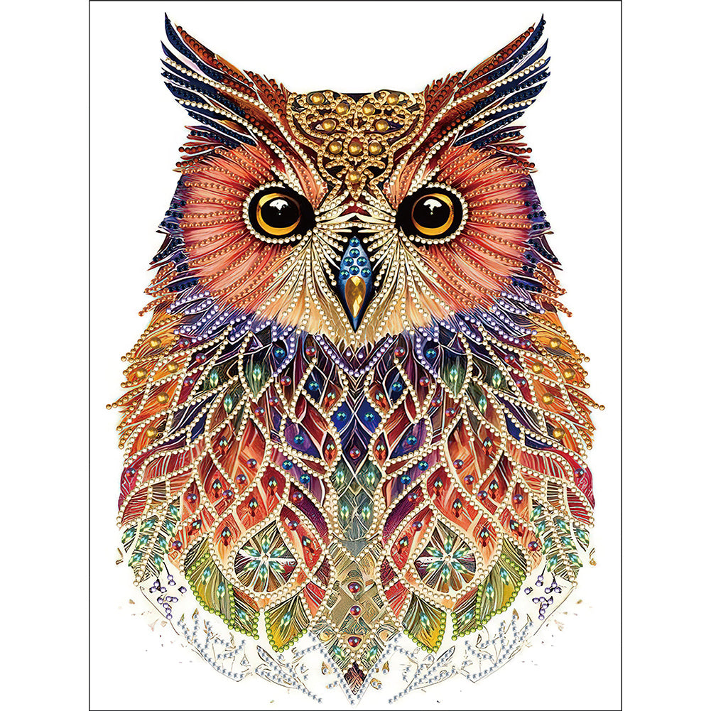 Ethnic Style Owl - Special Shaped Drill Diamond Painting 30*40CM