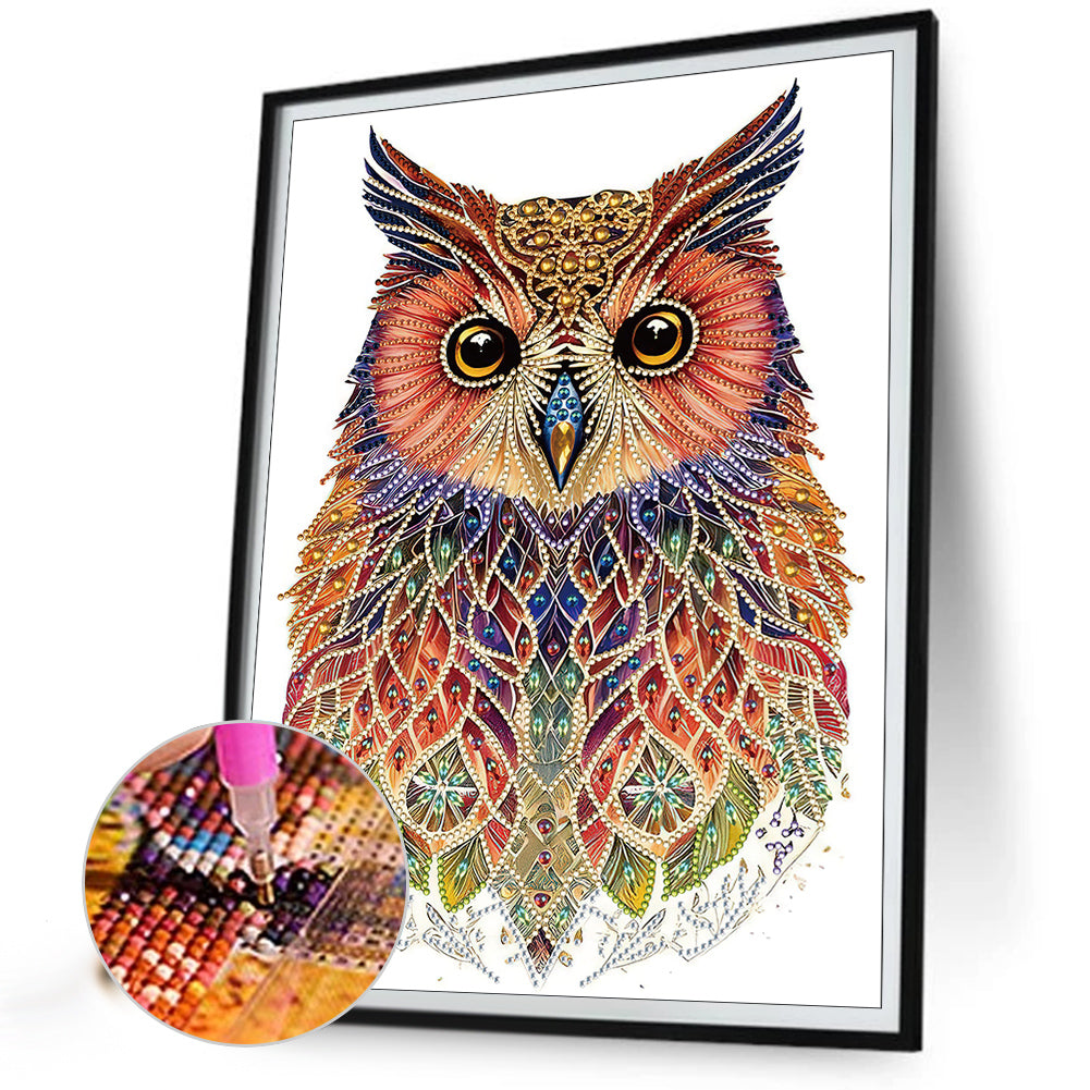 Ethnic Style Owl - Special Shaped Drill Diamond Painting 30*40CM