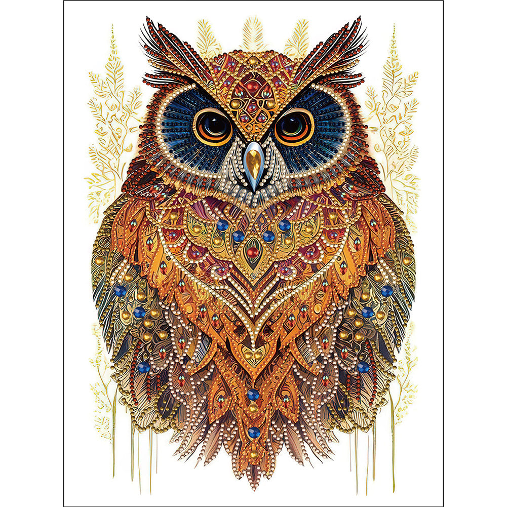 Ethnic Style Owl - Special Shaped Drill Diamond Painting 30*40CM