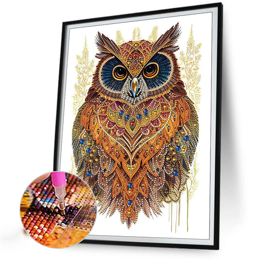 Ethnic Style Owl - Special Shaped Drill Diamond Painting 30*40CM