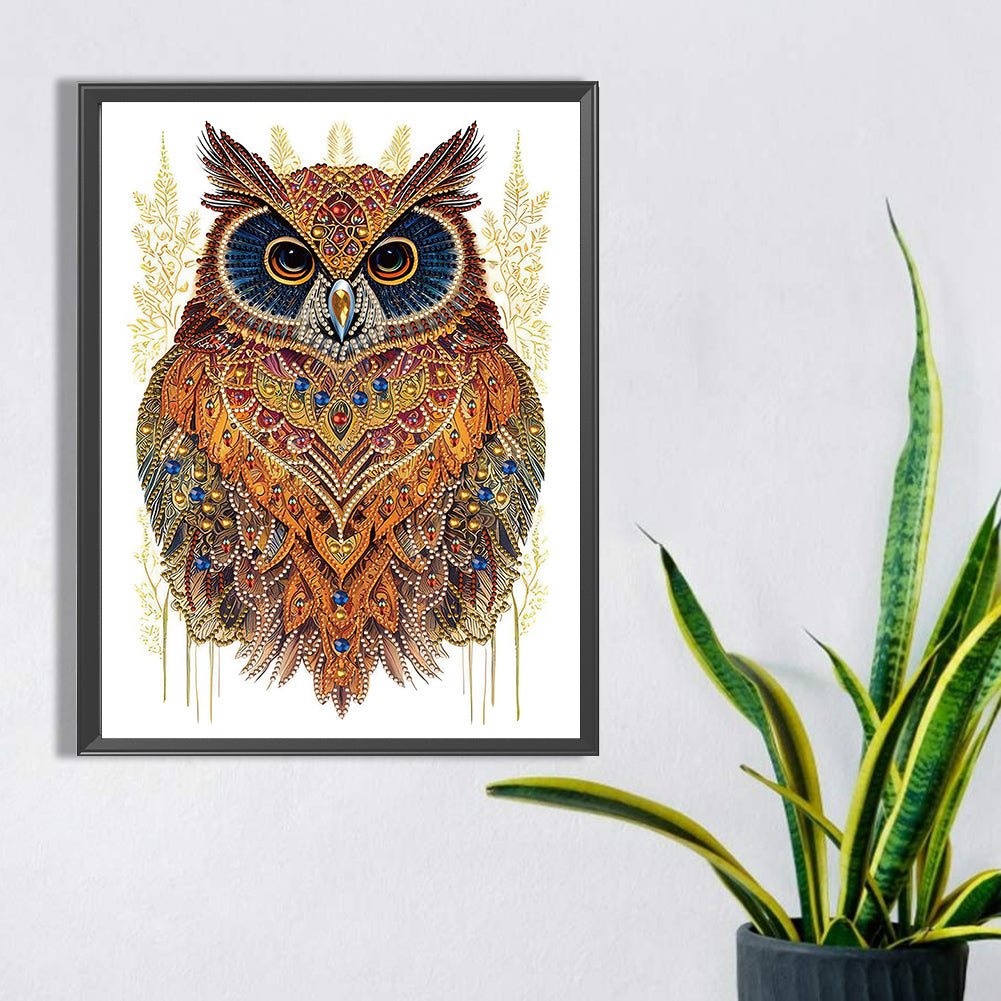 Ethnic Style Owl - Special Shaped Drill Diamond Painting 30*40CM