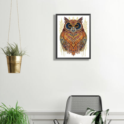 Ethnic Style Owl - Special Shaped Drill Diamond Painting 30*40CM