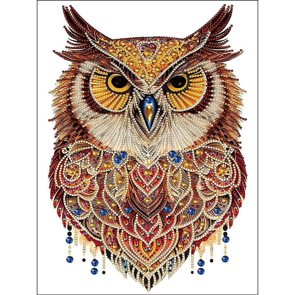 Ethnic Style Owl - Special Shaped Drill Diamond Painting 30*40CM