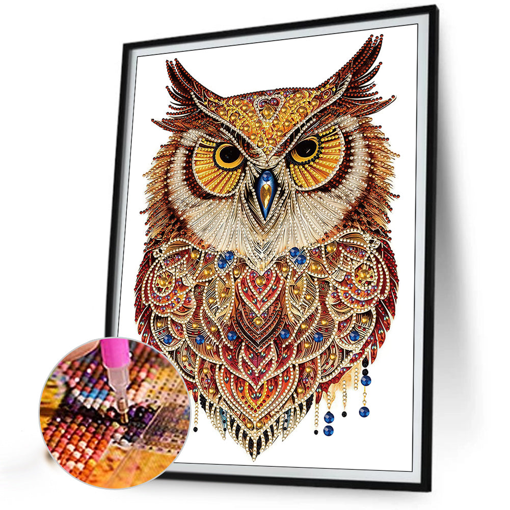 Ethnic Style Owl - Special Shaped Drill Diamond Painting 30*40CM