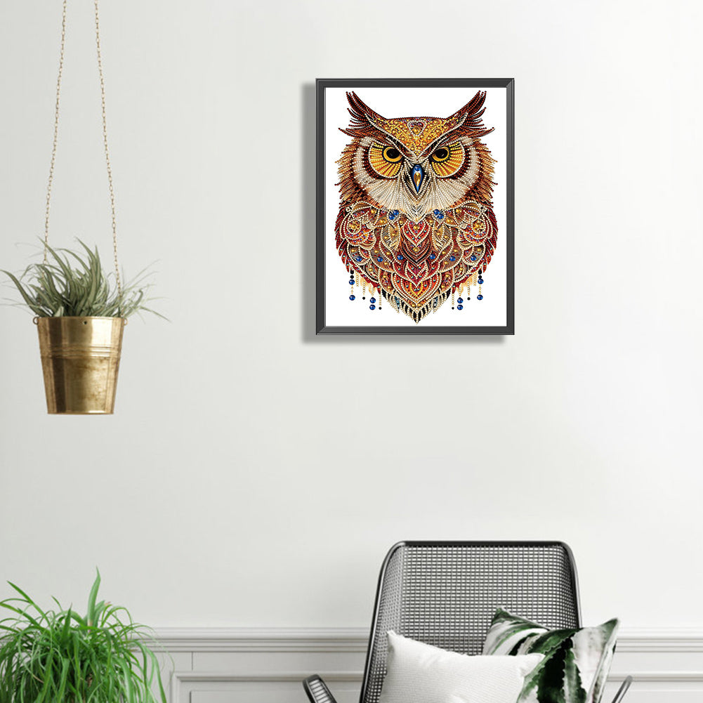Ethnic Style Owl - Special Shaped Drill Diamond Painting 30*40CM