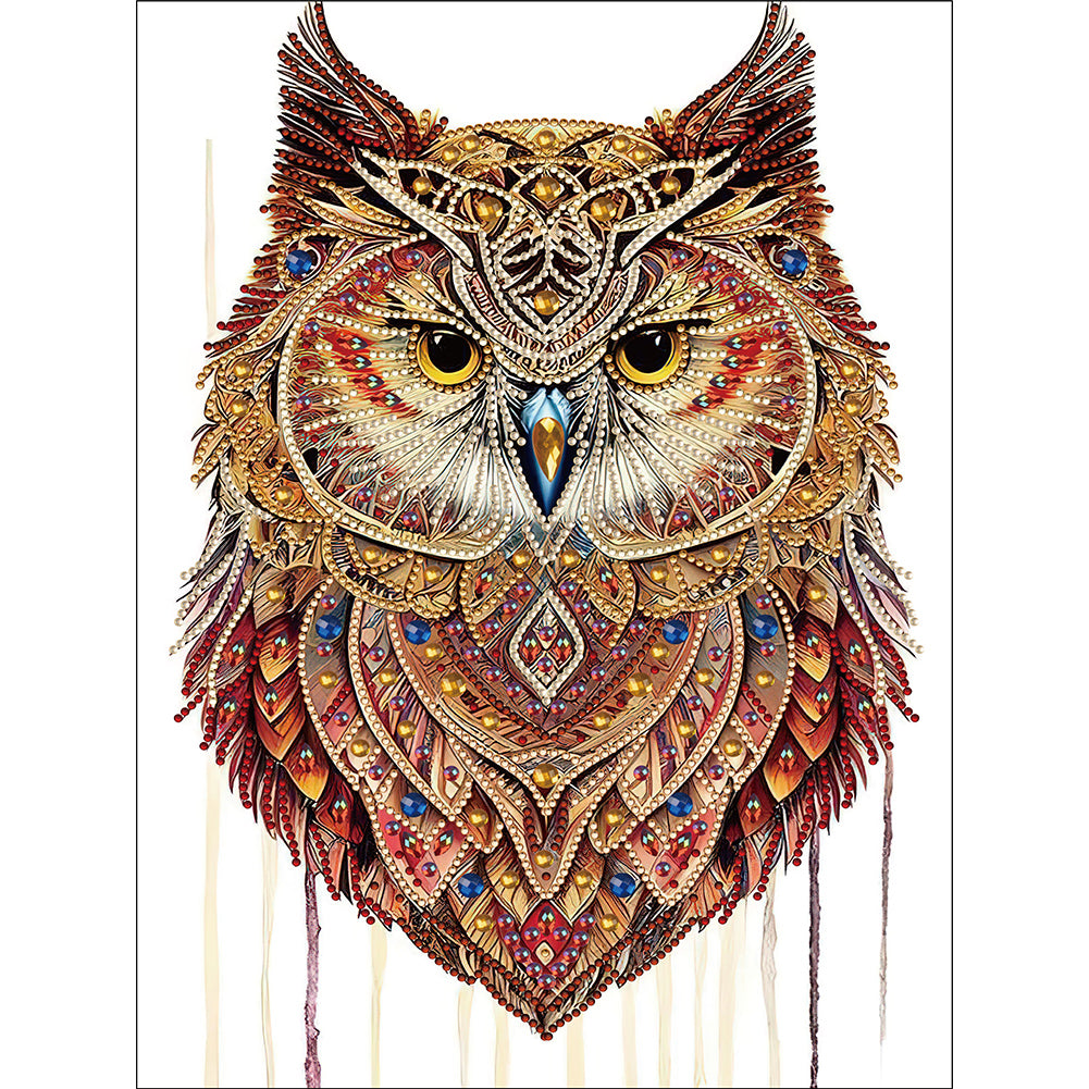 Ethnic Style Owl - Special Shaped Drill Diamond Painting 30*40CM