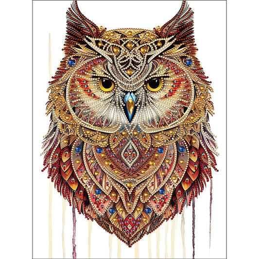 Ethnic Style Owl - Special Shaped Drill Diamond Painting 30*40CM