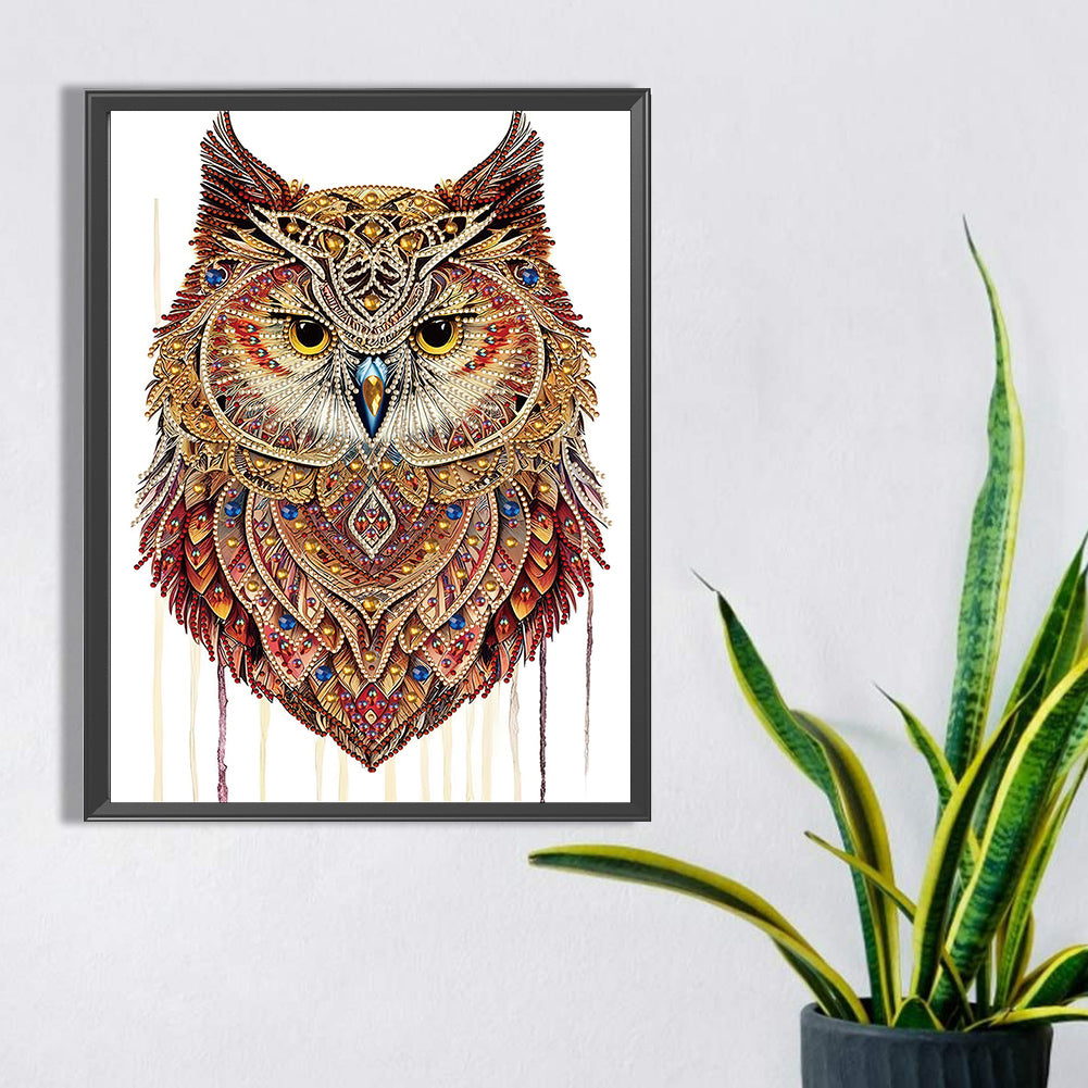Ethnic Style Owl - Special Shaped Drill Diamond Painting 30*40CM