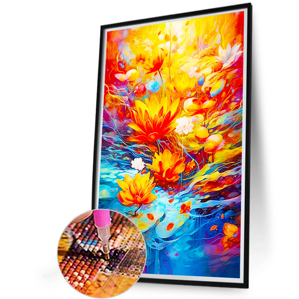 Red Lotus - Full Round Drill Diamond Painting 40*60CM