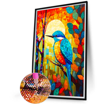 High Saturation Glass Painting Kingfisher - Full Round Drill Diamond Painting 40*60CM