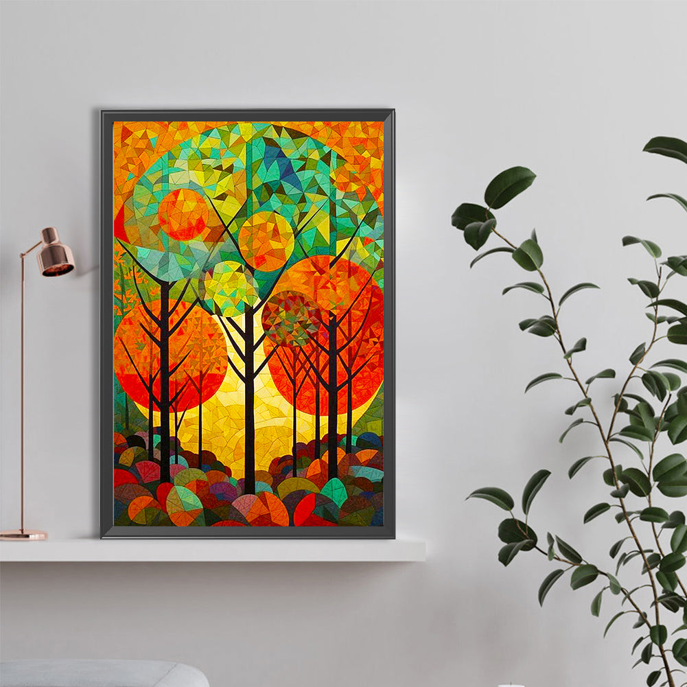 High Saturation Glass Painting Forest - Full Round Drill Diamond Painting 40*60CM