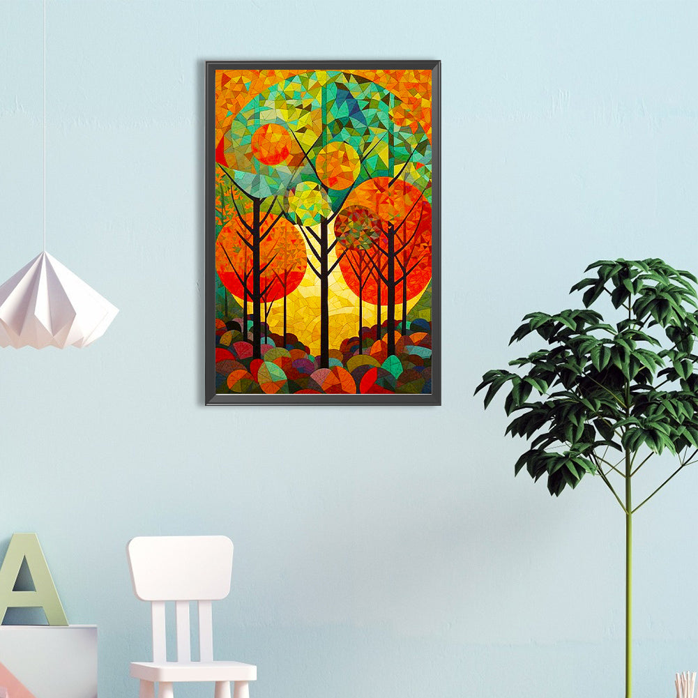 High Saturation Glass Painting Forest - Full Round Drill Diamond Painting 40*60CM