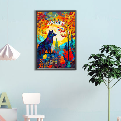 High Saturation Glass Painting Wolf - Full Round Drill Diamond Painting 40*60CM